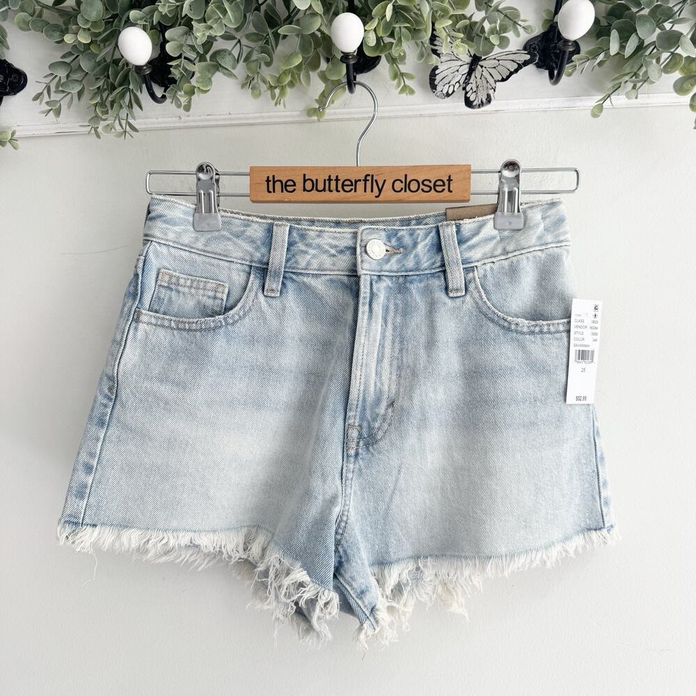 Pacsun New Ivy High Rise Festival Jean Shorts Light Wash 25